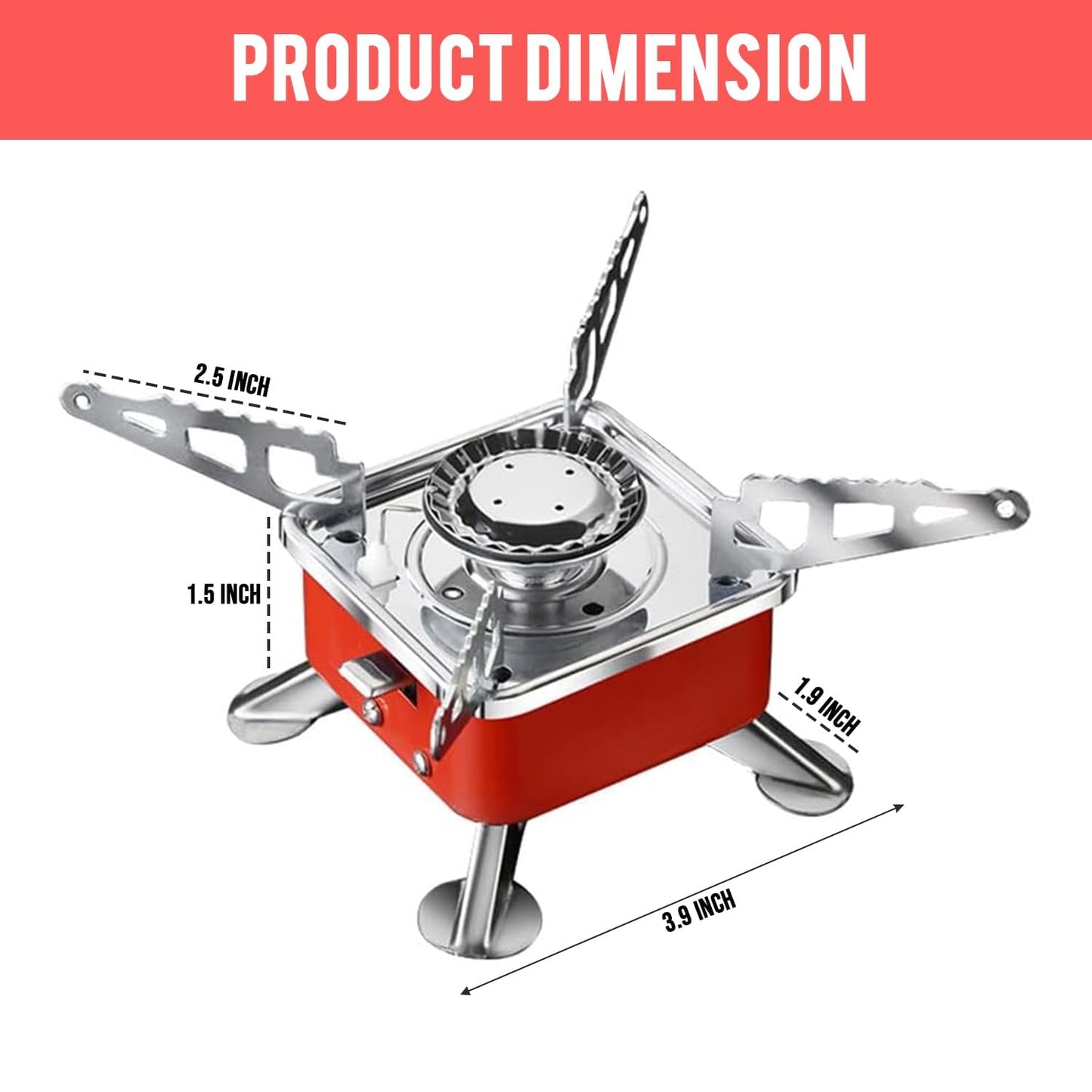 Lightweight Stainless Steel Portable Folding Camping Gas Stove - Outdoor Cooking Stove for Camping, Trekking & Picnic