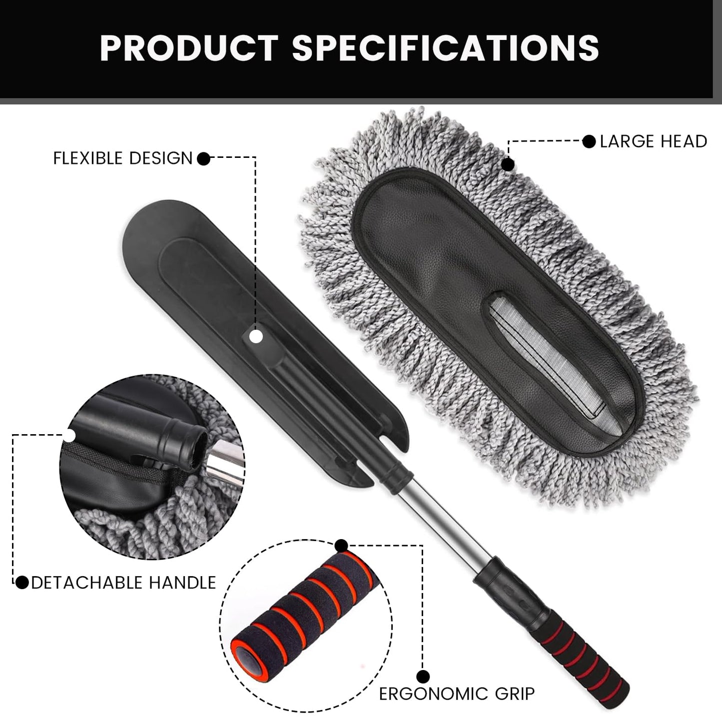 Soft Microfiber Car Duster with Extendable Handle – Scratch-Free Cleaning Brush