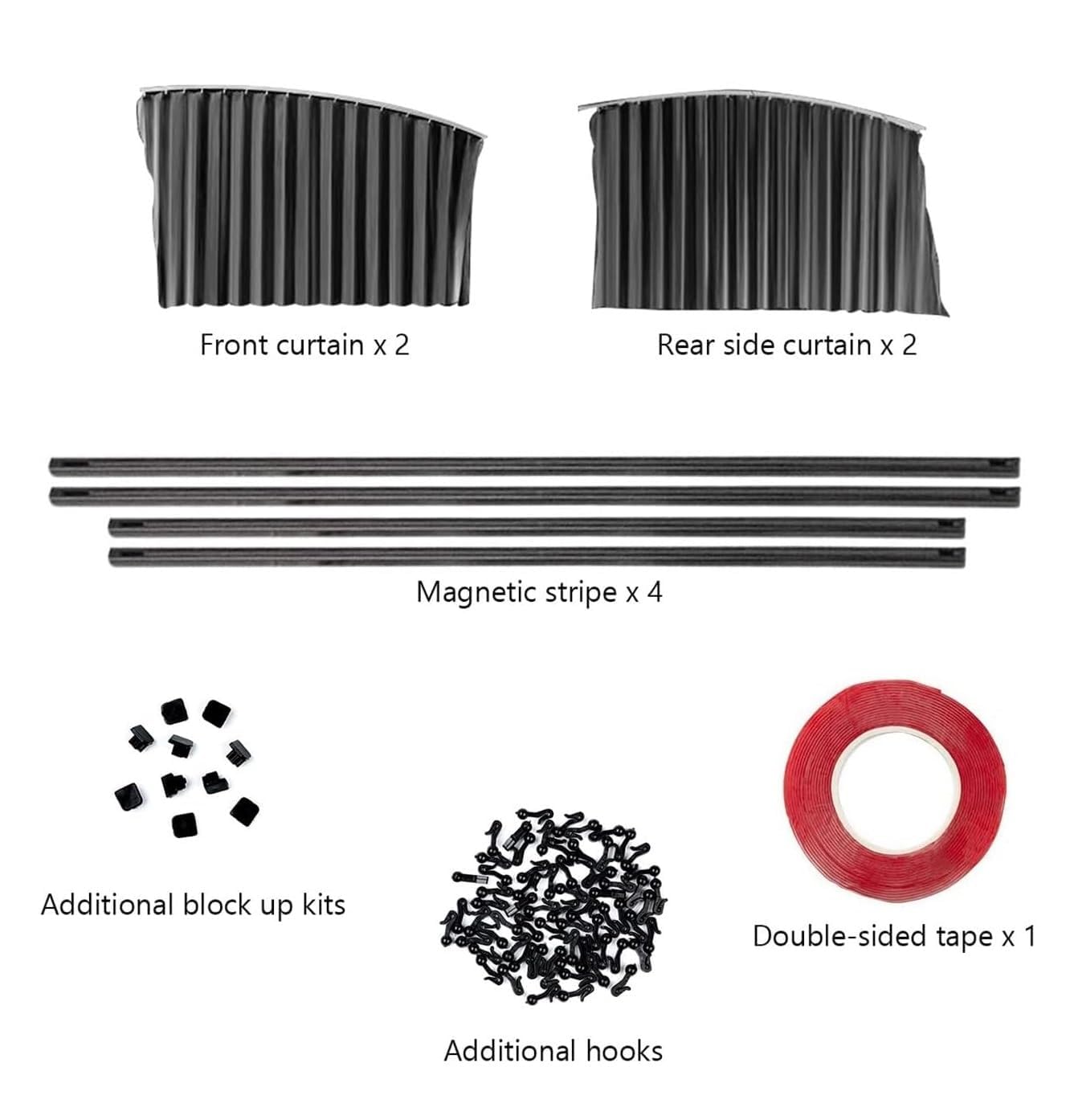 Magnetic Car Window Curtains (4 Pcs) – Side Window Sun Shade & Privacy Cover, Removable Car Sun Protection Screen (Black)