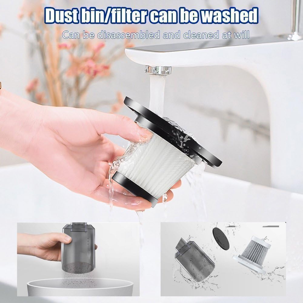3-in-1 Portable Car Vacuum Cleaner - Wireless USB Rechargeable Handheld Mini Vacuum with Blower, Strong Suction & HEPA Filter