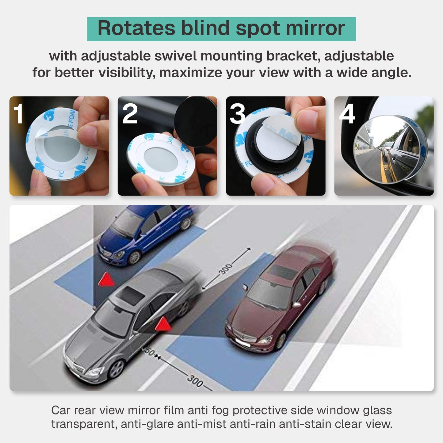 Blind Spot Mirror for Car – Round HD Convex Side Mirror (Pack of 2)