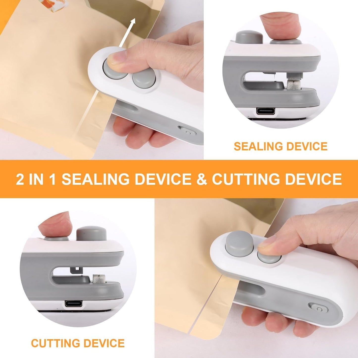 Portable Handheld Sealer Machine for Food Packets – USB Rechargeable