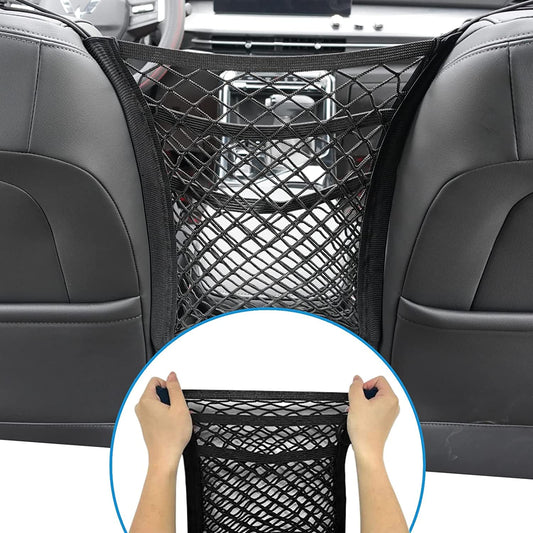 3-Layer Car Mesh Organizer – Seat Back Storage Net & Pet Barrier