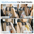 Leather Car Seat Headrest Hook (Pack of 2) – Double Hook Car Hanger for Bags, Purse, Grocery & Essentials | Premium Car Seat Organizer (Black)