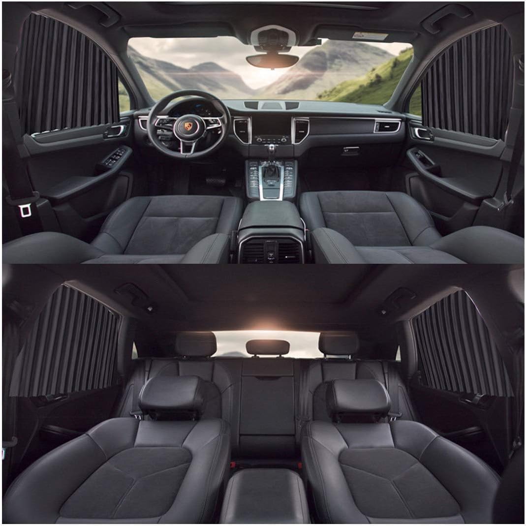 Magnetic Car Window Curtains (4 Pcs) – Side Window Sun Shade & Privacy Cover, Removable Car Sun Protection Screen (Black)