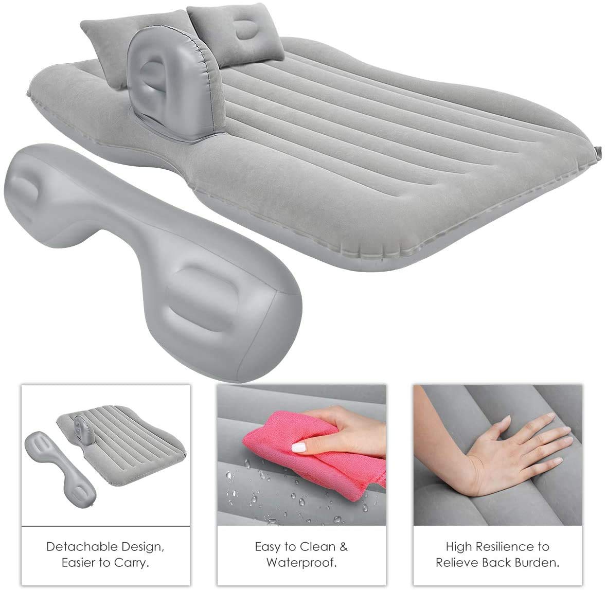 Premium Car Inflatable Bed with Air Pump & 2 Pillows - Universal Back Seat Air Mattress for Travel, Road Trips, Camping & Outdoor Adventures