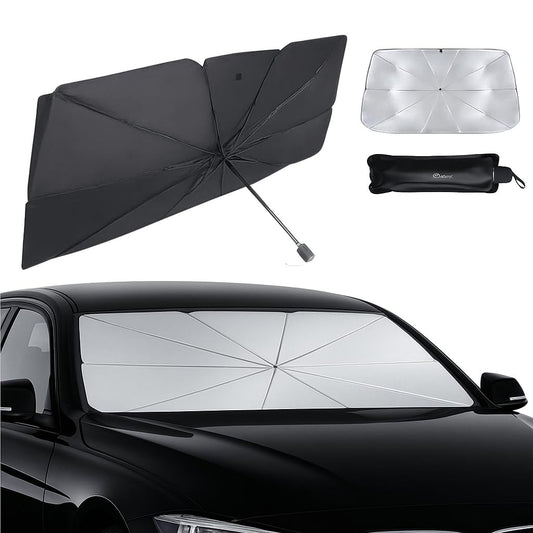 Foldable Car Windshield Sun Shade Umbrella - Heat & UV Protection Sunshade for Front Glass