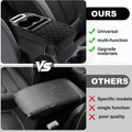 5-in-1 Car Armrest Cushion with 2 Cup Holders, Phone Holder, Tissue Holder & Storage Pocket | Black