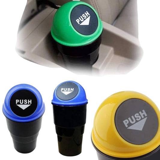 Portable Car Dustbin with Lid –  Car Garbage Bin, Mini Trash Can for Car | Cup Holder Design (Multiple Colors)