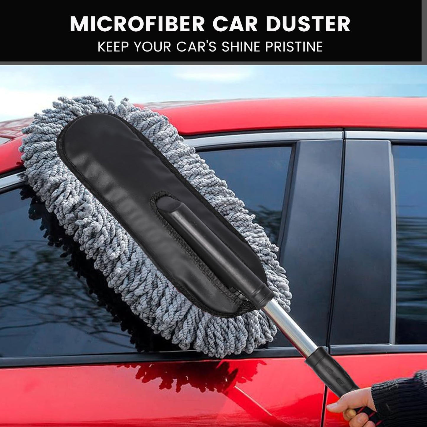Soft Microfiber Car Duster with Extendable Handle – Scratch-Free Cleaning Brush
