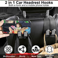 Leather Car Seat Headrest Hook (Pack of 2) – Double Hook Car Hanger for Bags, Purse, Grocery & Essentials | Premium Car Seat Organizer (Black)