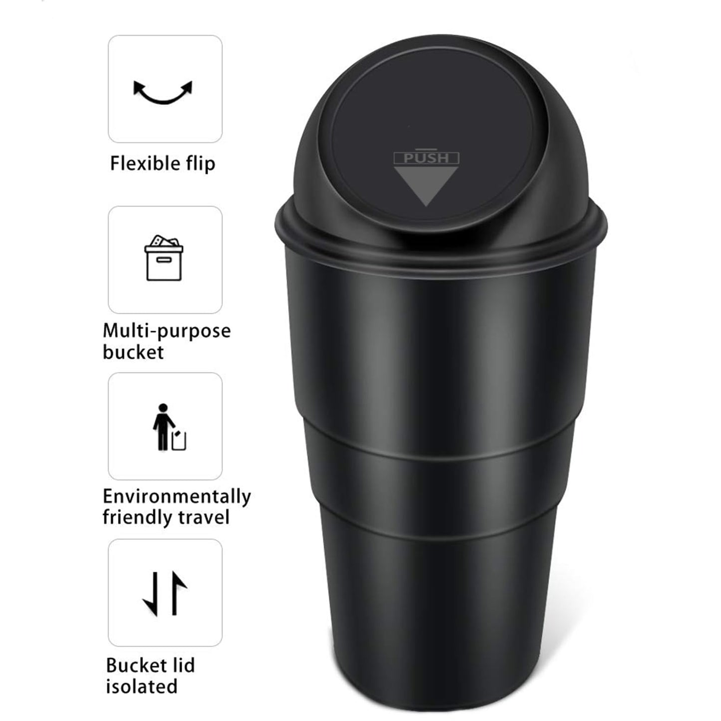 Portable Car Dustbin with Lid –  Car Garbage Bin, Mini Trash Can for Car | Cup Holder Design (Multiple Colors)