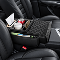 5-in-1 Car Armrest Cushion with 2 Cup Holders, Phone Holder, Tissue Holder & Storage Pocket | Black