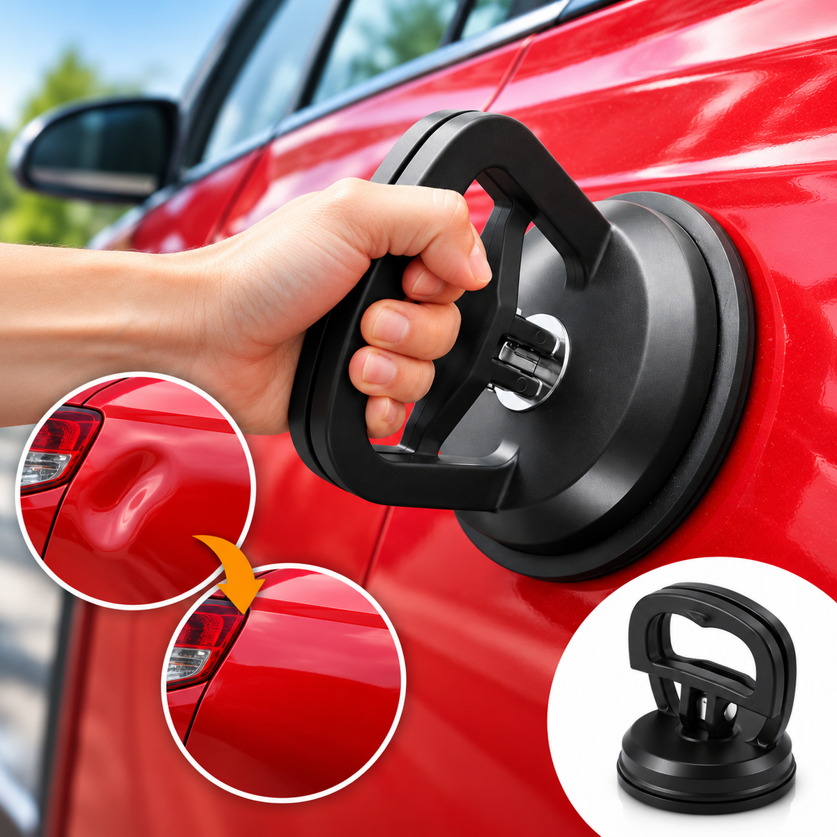 Heavy-Duty Car Dent Puller Suction Cup (Pack of 2) – Strong Grip Dent Remover Tool for Car - Portable Dent Lifter (Black)