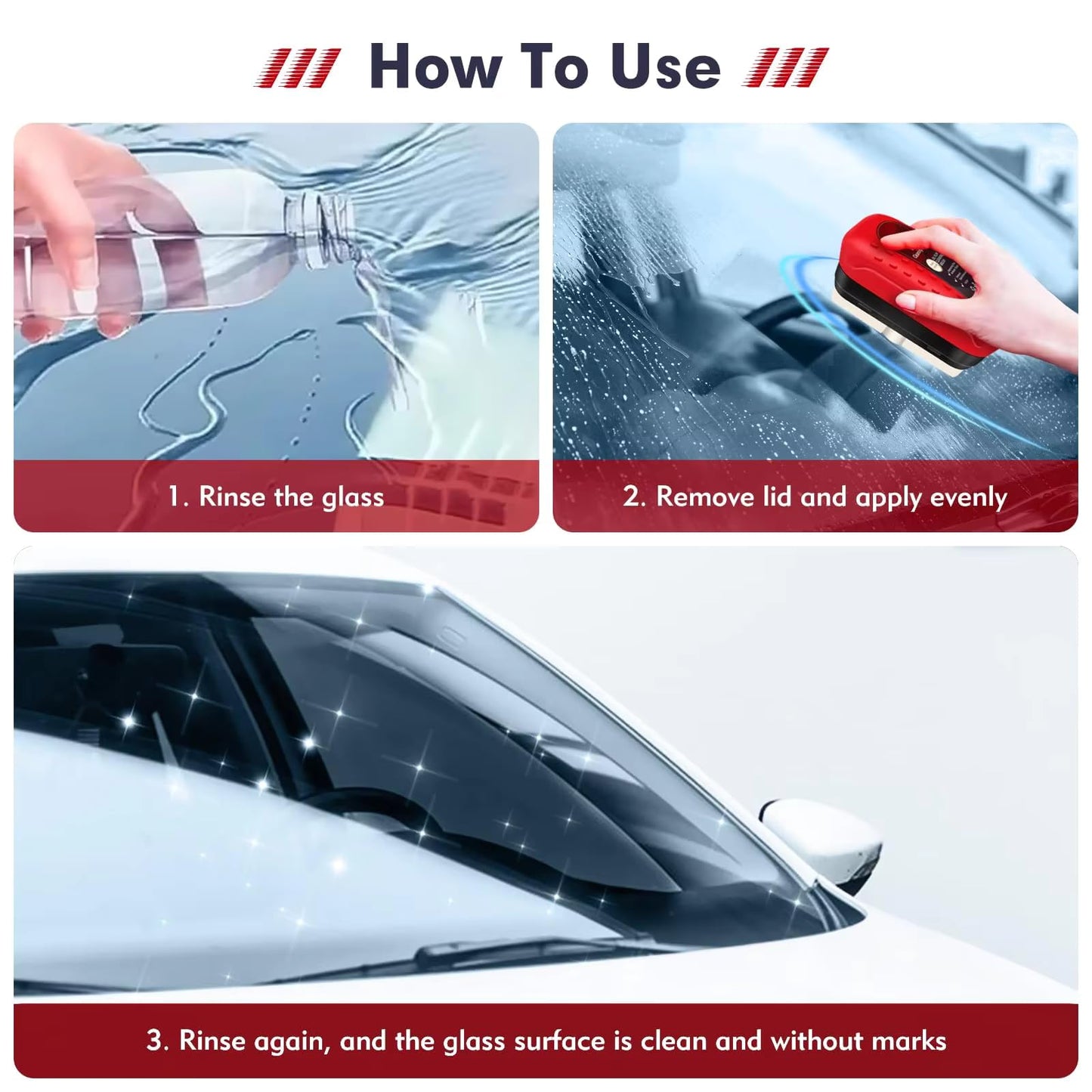 Car Windshield Oil Film Cleaning Brush (Pack of 2) – Automotive Glass Cleaner Sponge for Clear Vision & Water Spot Removal