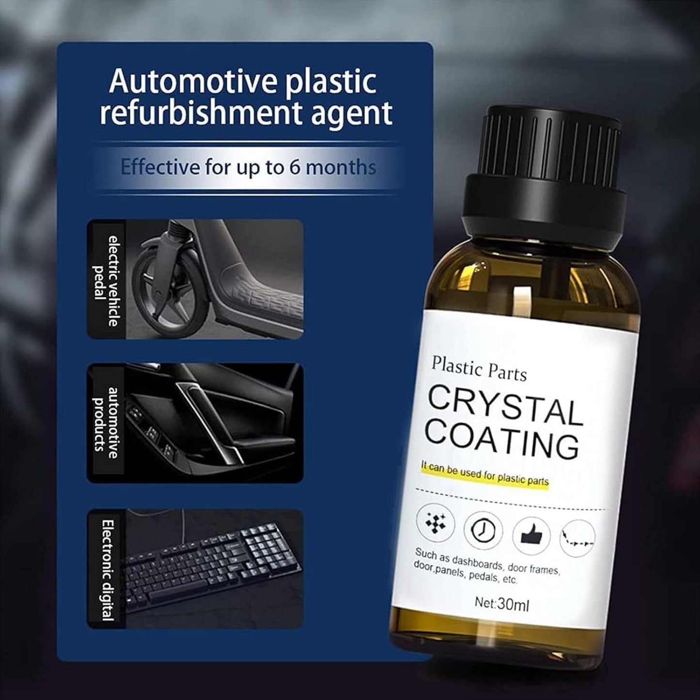 Car Plastic Crystal Coating 30ml (Pack of 2) – Interior Trim Restorer & Dashboard Shine Protector