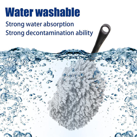 Multipurpose Mini Microfiber Car Duster Brush with Handle – Interior & Exterior Cleaning Mop for Car & Home (Black)