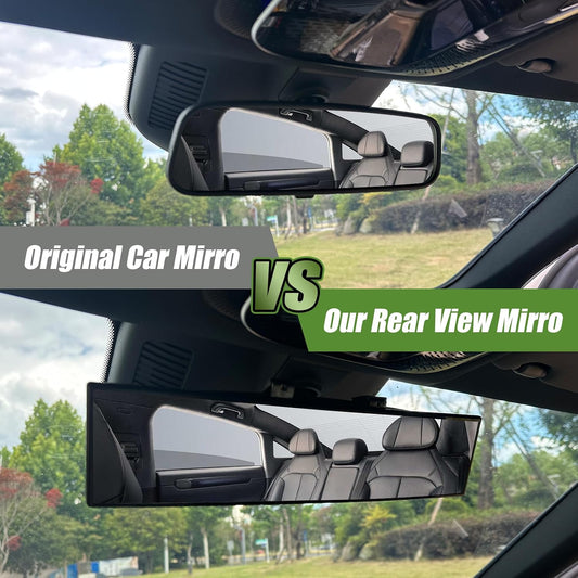 Wide Angle Panoramic Rear View Mirror for Car – Clip-On Interior Rearview Mirror, Universal Fit for Cars & SUVs