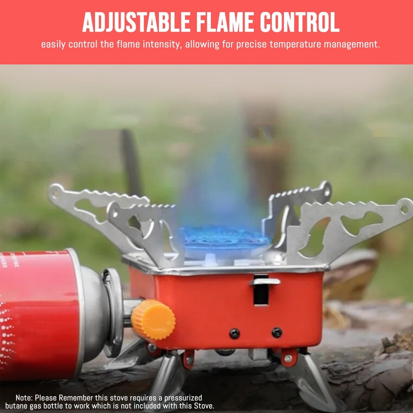 Lightweight Stainless Steel Portable Folding Camping Gas Stove - Outdoor Cooking Stove for Camping, Trekking & Picnic
