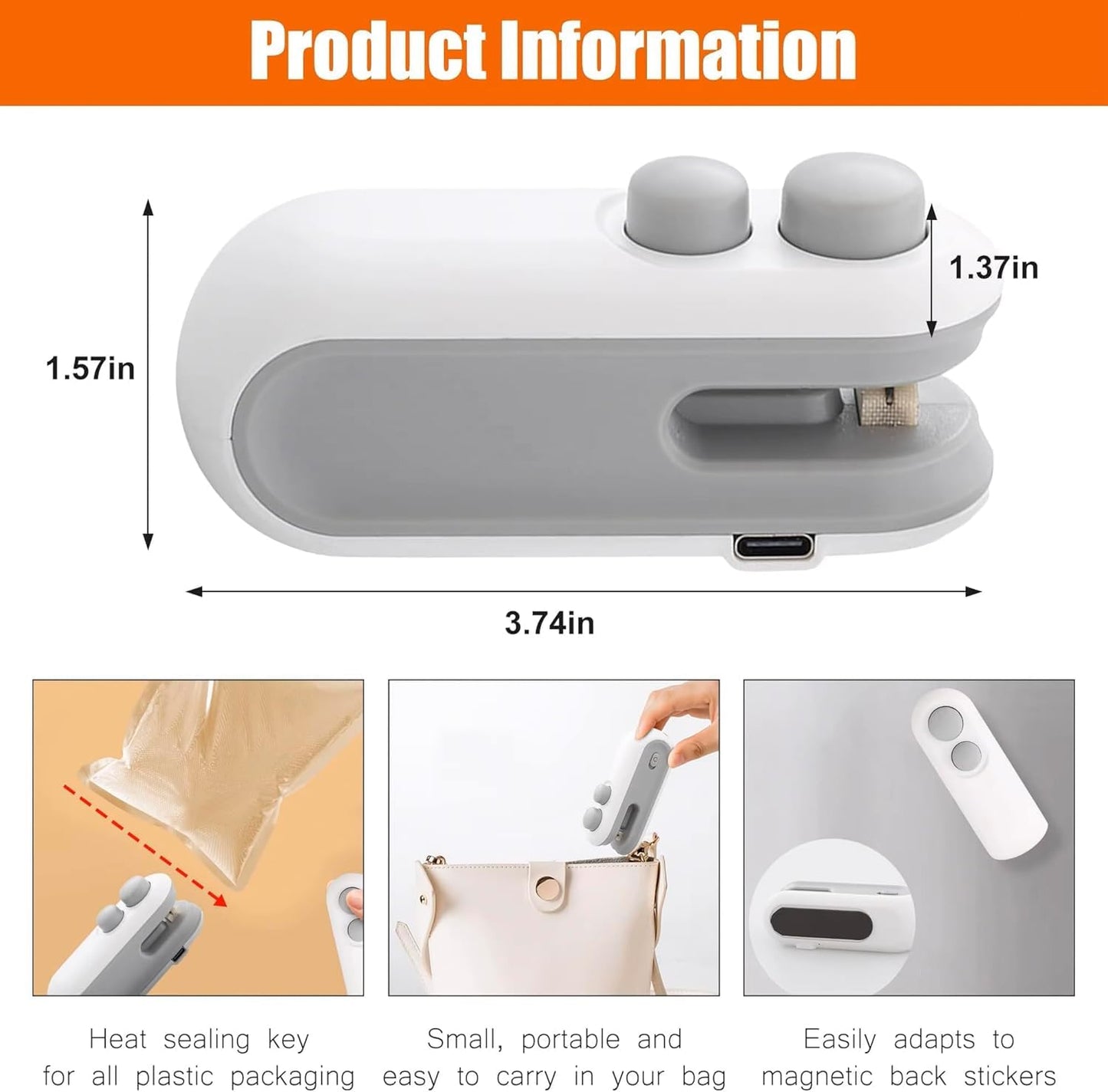 Portable Handheld Sealer Machine for Food Packets – USB Rechargeable