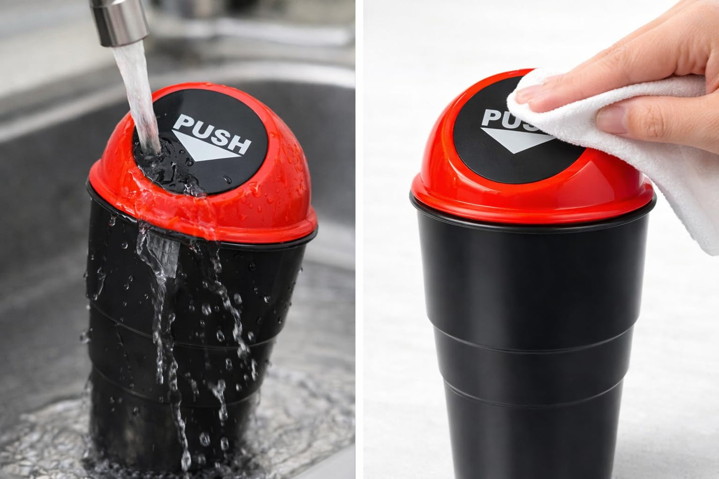 Portable Car Dustbin with Lid –  Car Garbage Bin, Mini Trash Can for Car | Cup Holder Design (Multiple Colors)
