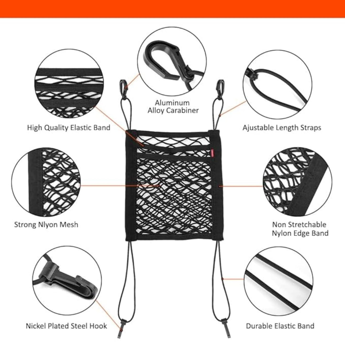 3-Layer Car Mesh Organizer – Seat Back Storage Net & Pet Barrier
