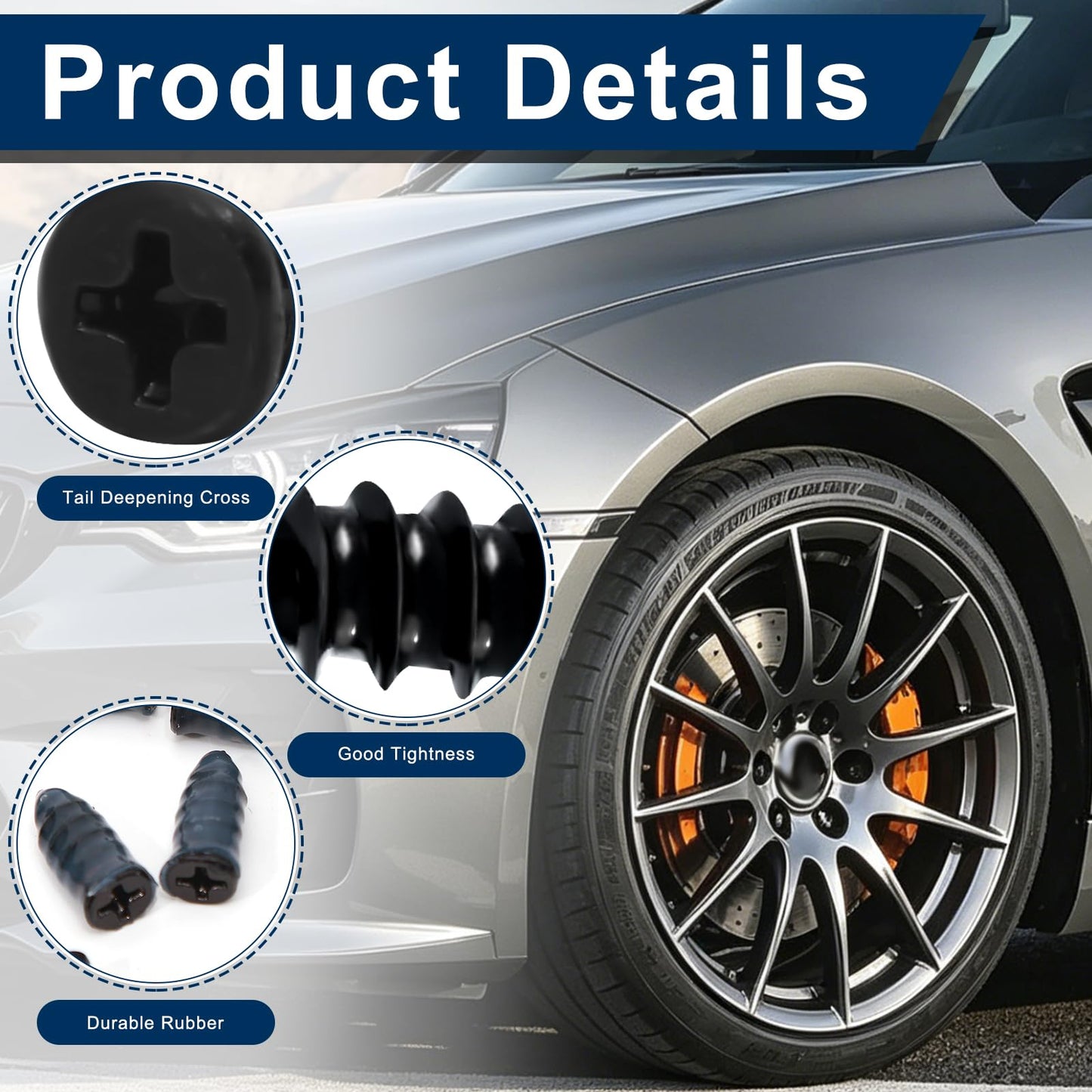 10 PCS Tire Repair Rubber Nails – Emergency Tubeless Tyre Puncture Repair Plugs, Quick Self-Service Tyre Repair Screws for Cars, Bikes, Scooters & SUVs