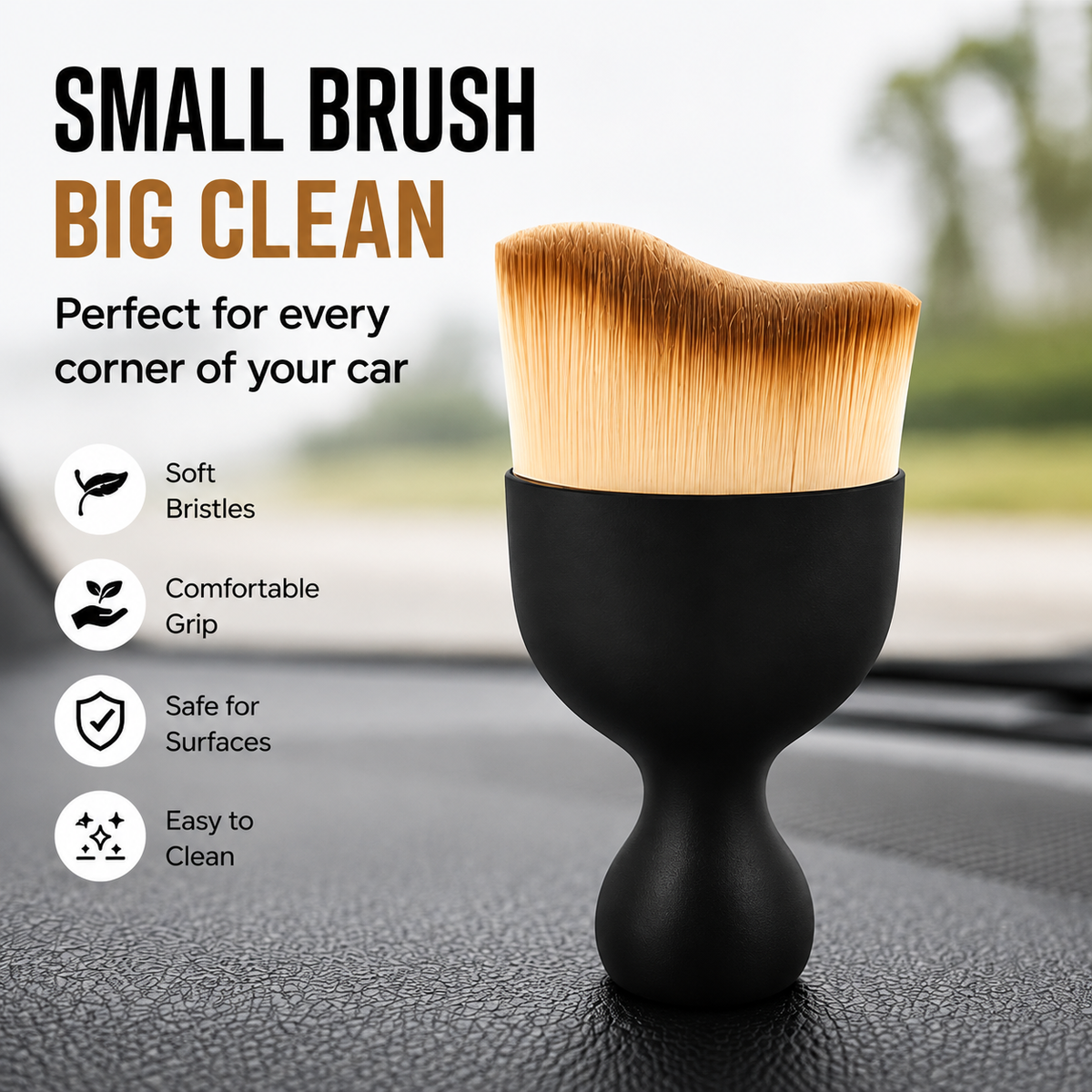 Small Car Interior Cleaning Brush | Soft Bristle Brush for AC Vents, Dashboard & Car Accessories