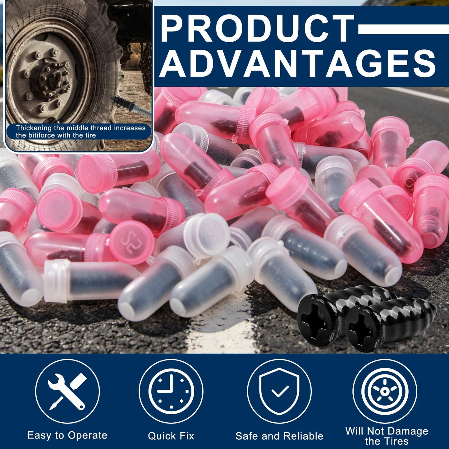 10 PCS Tire Repair Rubber Nails – Emergency Tubeless Tyre Puncture Repair Plugs, Quick Self-Service Tyre Repair Screws for Cars, Bikes, Scooters & SUVs
