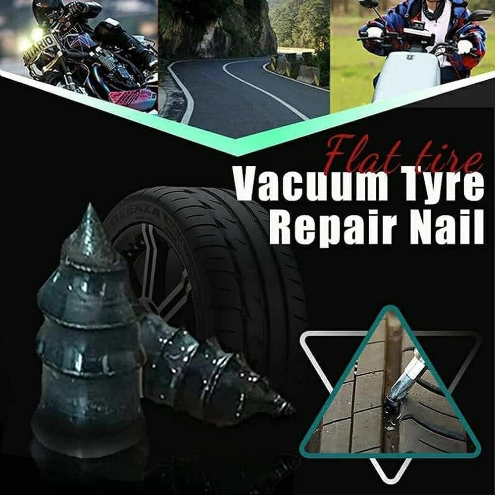 10 PCS Tire Repair Rubber Nails – Emergency Tubeless Tyre Puncture Repair Plugs, Quick Self-Service Tyre Repair Screws for Cars, Bikes, Scooters & SUVs