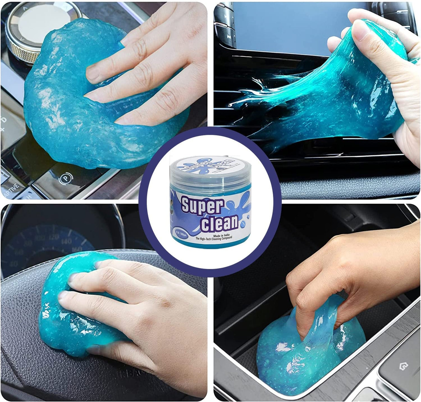 Car Interior Cleaning Gel 160gm (Pack of 2) – Reusable Dust Cleaner for AC Vents, Keyboard, Laptop & Dashboard