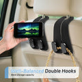Leather Car Seat Headrest Hook (Pack of 2) – Double Hook Car Hanger for Bags, Purse, Grocery & Essentials | Premium Car Seat Organizer (Black)
