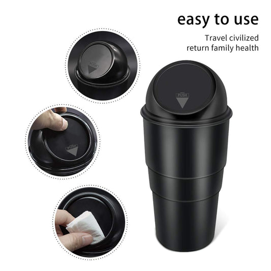 Portable Car Dustbin with Lid –  Car Garbage Bin, Mini Trash Can for Car | Cup Holder Design (Multiple Colors)