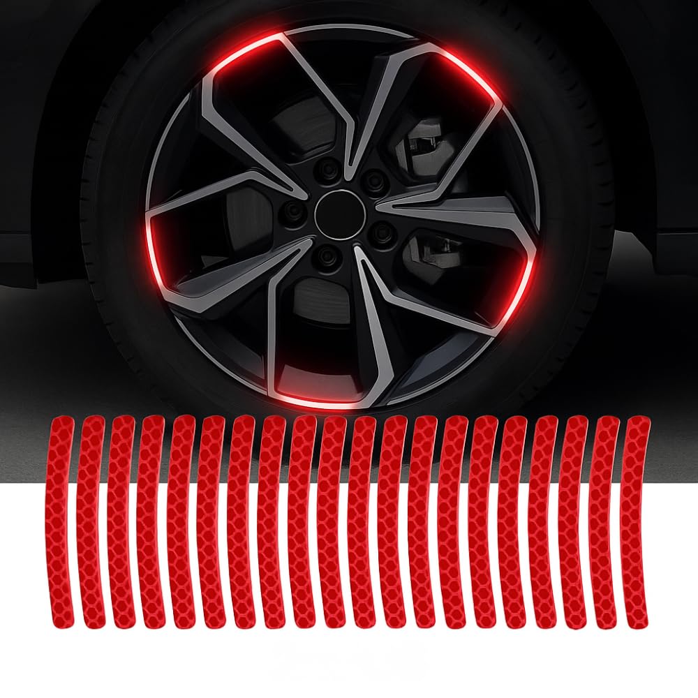 Reflective Wheel Rim Stickers for Cars & Bikes – Waterproof Safety Strips (Set of 20)