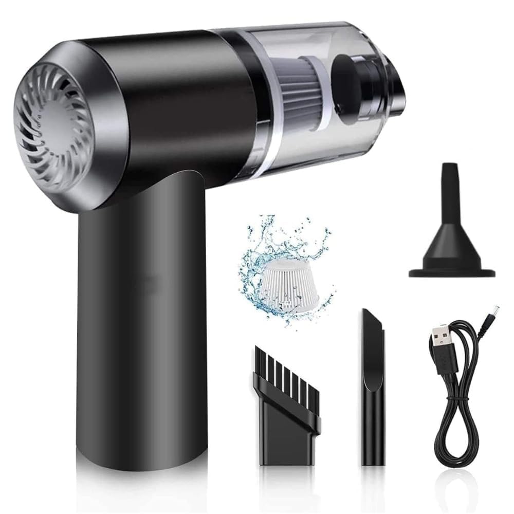 3-in-1 Portable Car Vacuum Cleaner - Wireless USB Rechargeable Handheld Mini Vacuum with Blower, Strong Suction & HEPA Filter