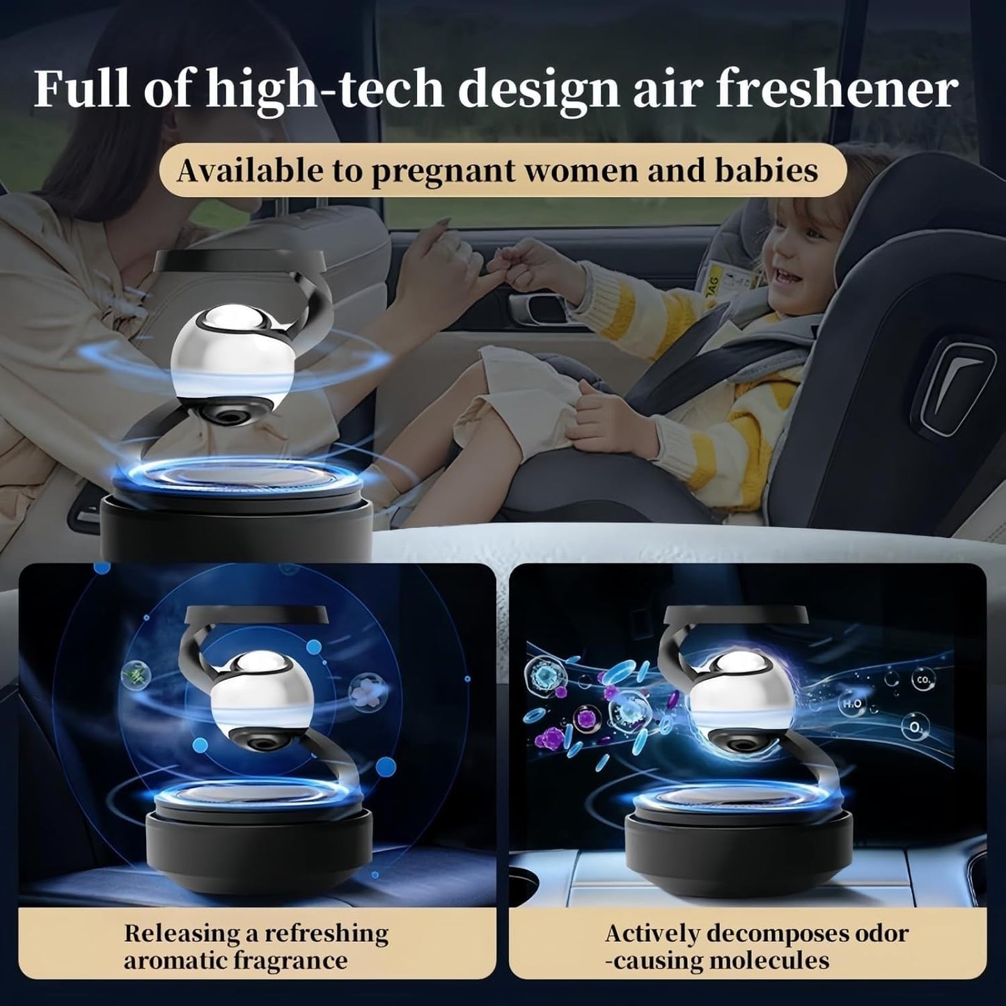 Solar Aroma Car Air Freshener – Rotating Dashboard Perfume Diffuser