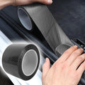 Car Door Sill Protector Carbon Fiber Sticker – Anti-Scratch Entry Guard Strip, Waterproof Door Scuff Protection (5cm x 5m, Black)