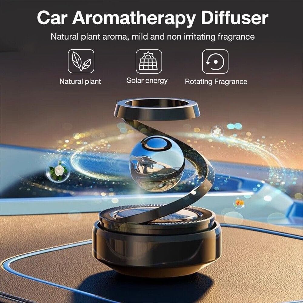 Solar Aroma Car Air Freshener – Rotating Dashboard Perfume Diffuser