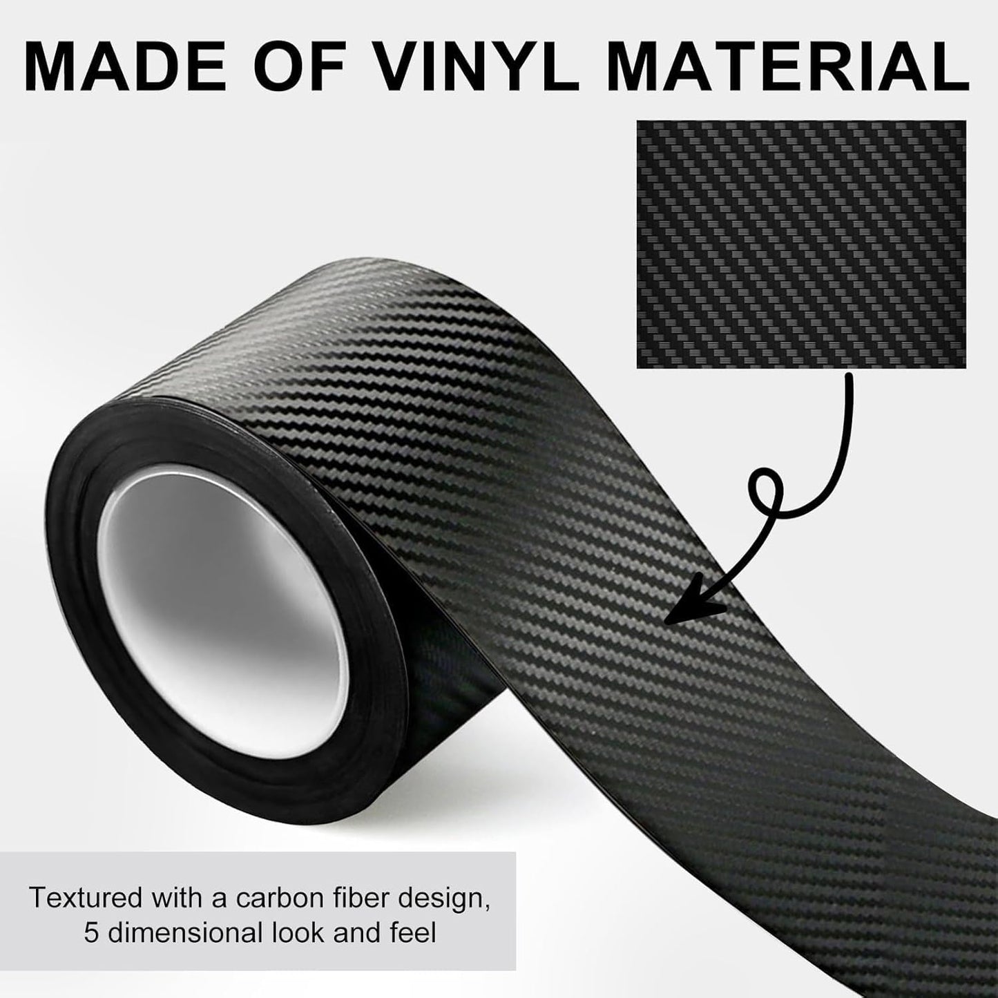 Car Door Sill Protector Carbon Fiber Sticker – Anti-Scratch Entry Guard Strip, Waterproof Door Scuff Protection (5cm x 5m, Black)