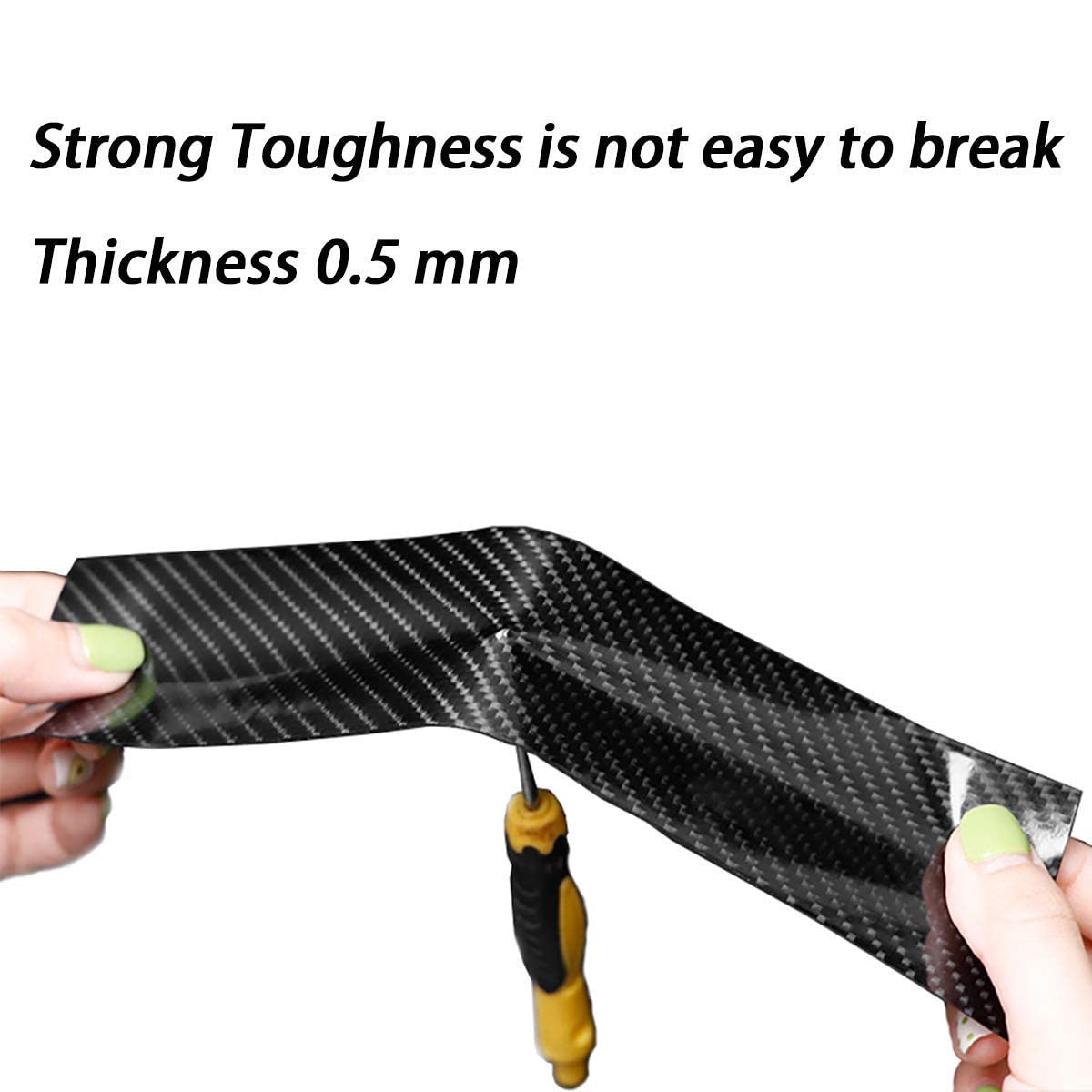 Car Door Sill Protector Carbon Fiber Sticker – Anti-Scratch Entry Guard Strip, Waterproof Door Scuff Protection (5cm x 5m, Black)