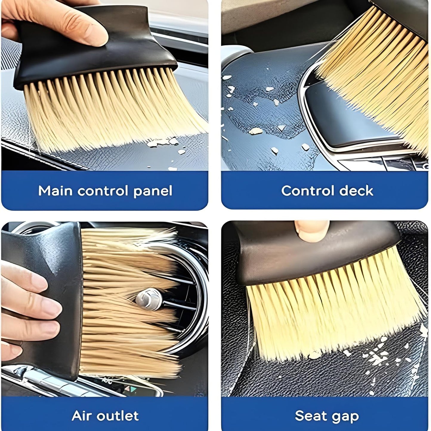 Car Interior Deep Cleaning Combo Kit - 2 Dashboard Cleaning Brushes, 1 Mini Microfiber Car Duster & 1 Microfiber Cloth