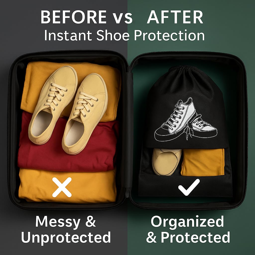 Travel Shoe Storage Bags (Pack of 3) – Drawstring Dustproof Shoe Organizer for Travel & Storage